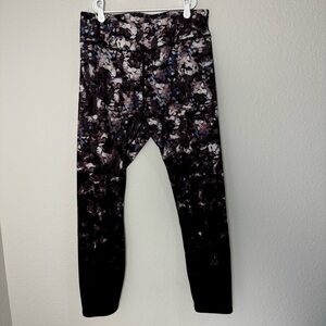 GAIAM Womens Yoga Leggings Purple Ombre Floral Athletic Ankle Pants Size Large